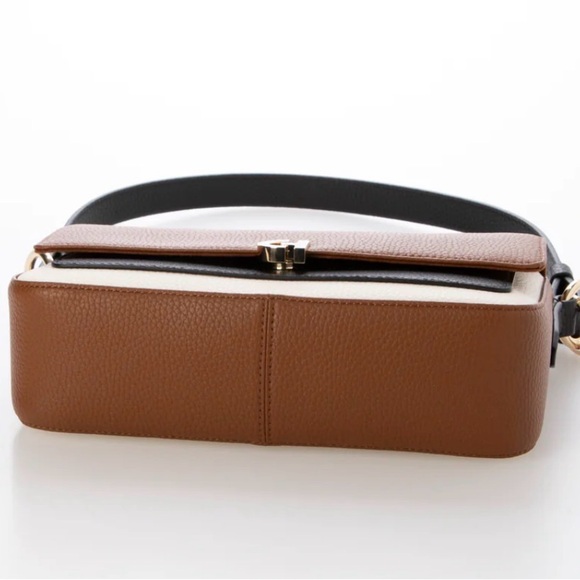 NEW Cole Haan Brown and Cream Leather Shoulder Bag w/long strap and dust bag - Picture 5 of 10